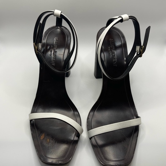 Saint Laurent White Leather Sandal Heels - Picture 3 of 9